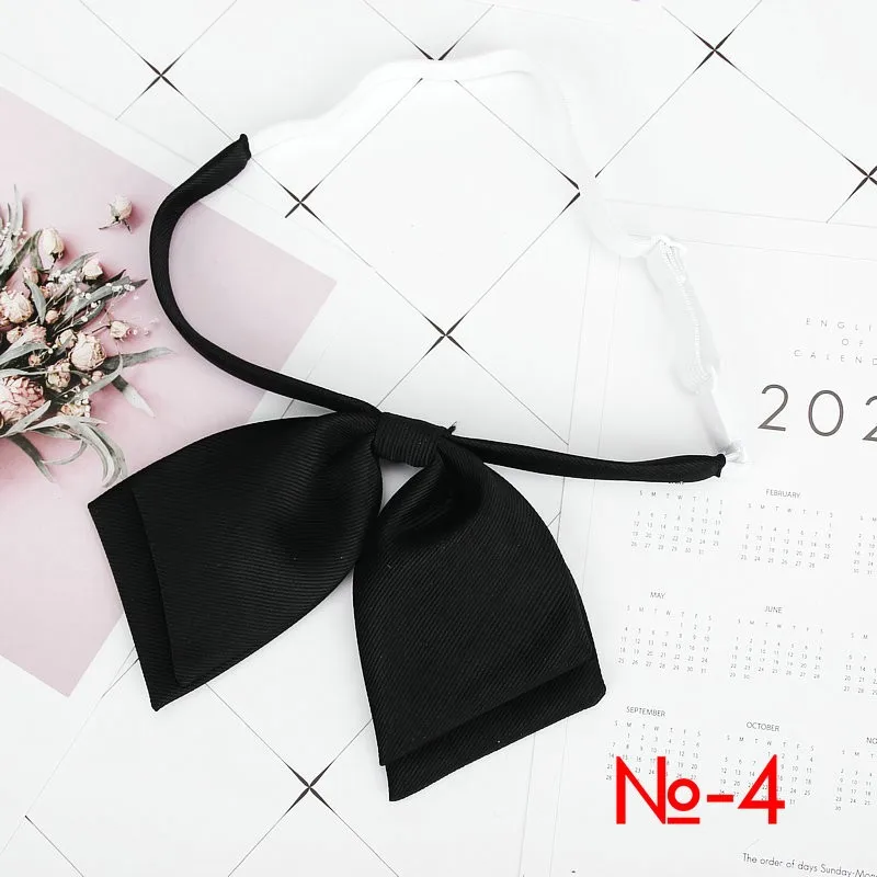 Ladies Bank New Solid Collar Bow Tie Women's Cute Bow-knot Japanese Girl Bowtie Butterfly Cravats Suits Jk Uniform Accessories
