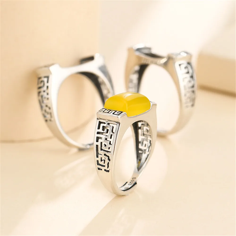 Ring Blank for 5x12mm/6x13mm/7x15mm/8x17mm Saddle Cabochons Thai Sterling Silver Adjustable Band Ring Base