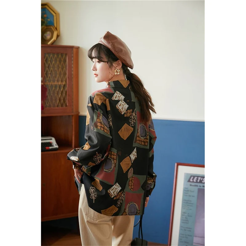 New Fashion Women Loose Chiffon Long Shirt Sleeve Vintage Print Women\'S Elegant Blouses Female Casual Tops Blusas Mujer Tunics