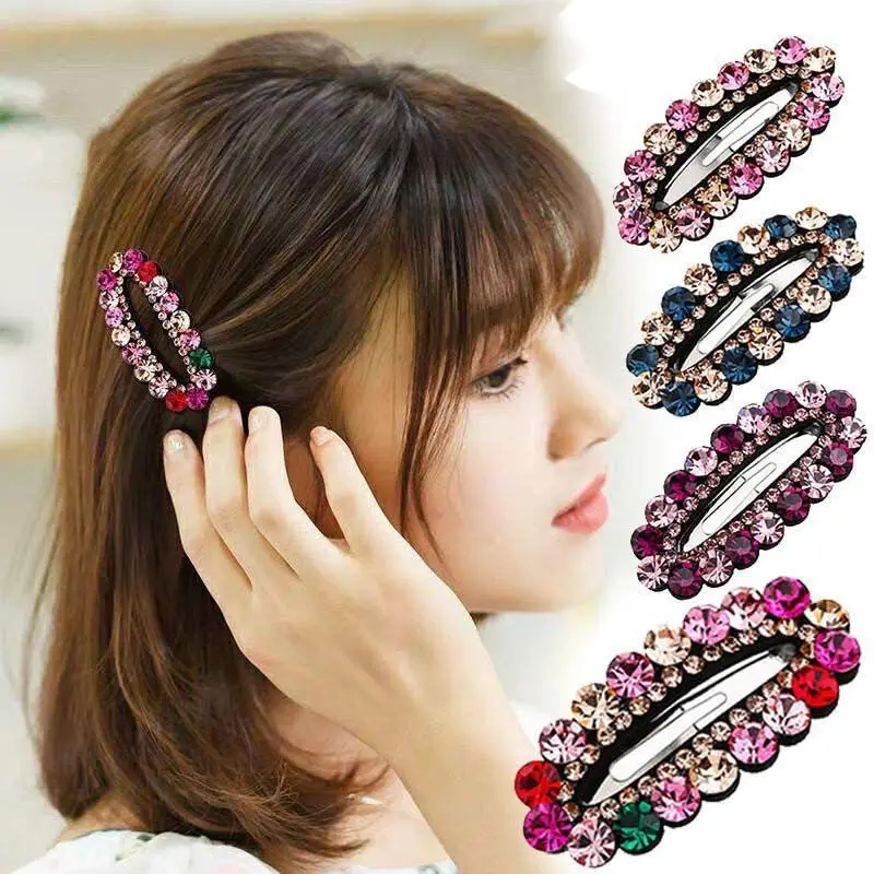 2021 New Fashion Hot Sale Wild Luxurious Rhinestone Bangs BB Clip  Hairpin Barrettes for Women Girl Hair Accessories Headwear