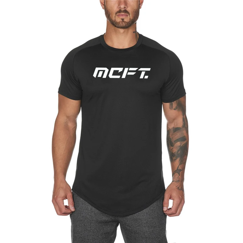 New Brand Mens Gym T shirt Bodybuilding Fitness Slim Fit Mesh Tshirt Men Short Sleeve Workout Male Quick-drying Tees Tops