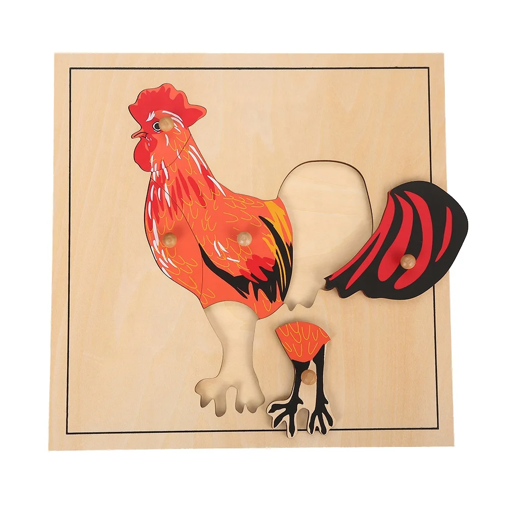 Montessori Materials Wooden Rooster Puzzle Wholesale Early Childhood Education Preschool Training Learning For Kindergarten Toys