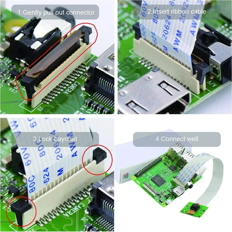 Módulo de cámara de vídeo para Raspberry Pi 4 Modelo B OV5647 5MP 1080p, Mini Sensor de cámara web para Raspberry Pi modelo A/B +, RPi 2B Pi 3B 3B +