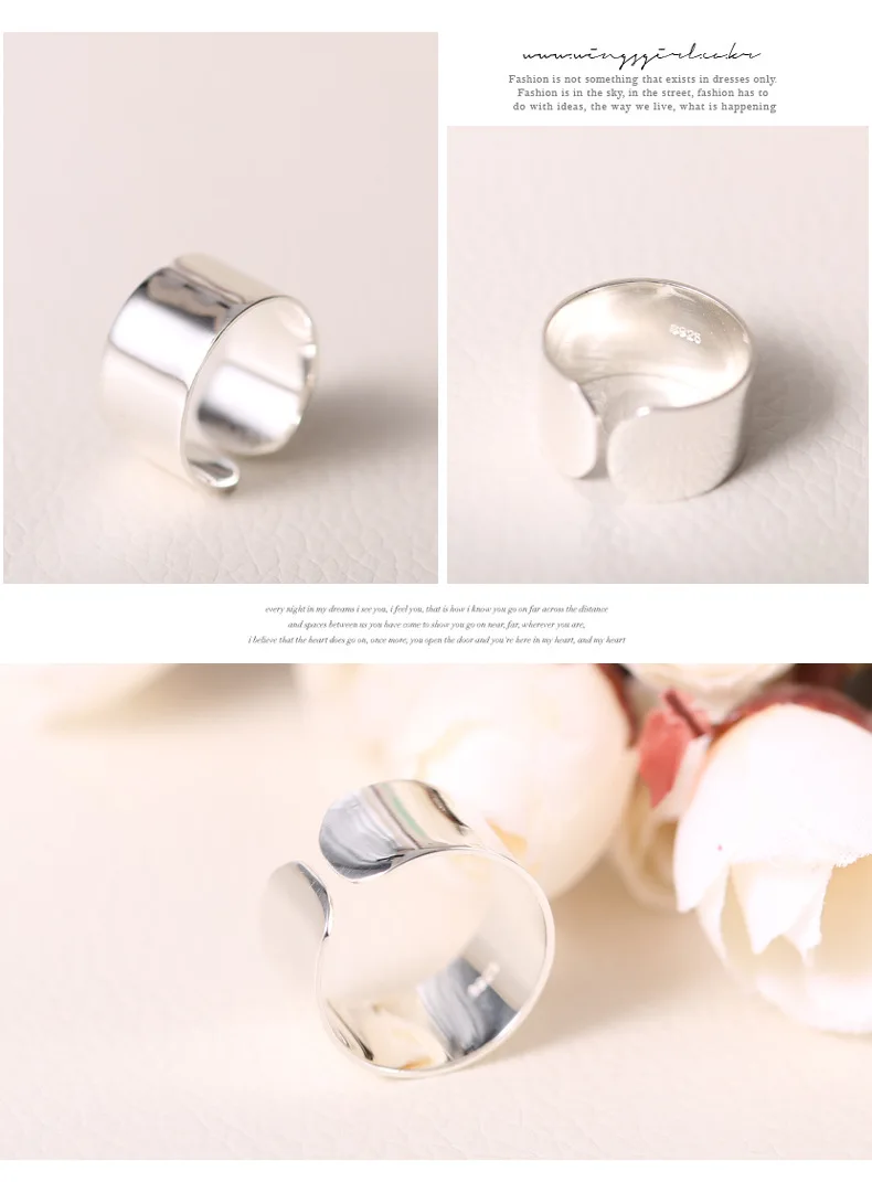 REETI  2018 New 925 Sterling Silver Open Rings For Women Personalized Girl Sterling-silver-jewelry Open circula Ring Best Gift - Image 2