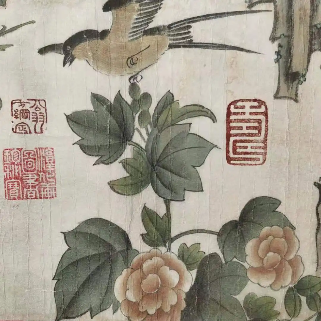 

Hand-painted Old Chinese paintings Painting Scroll,long axis of the Qing Dynasty ,Flower&birds