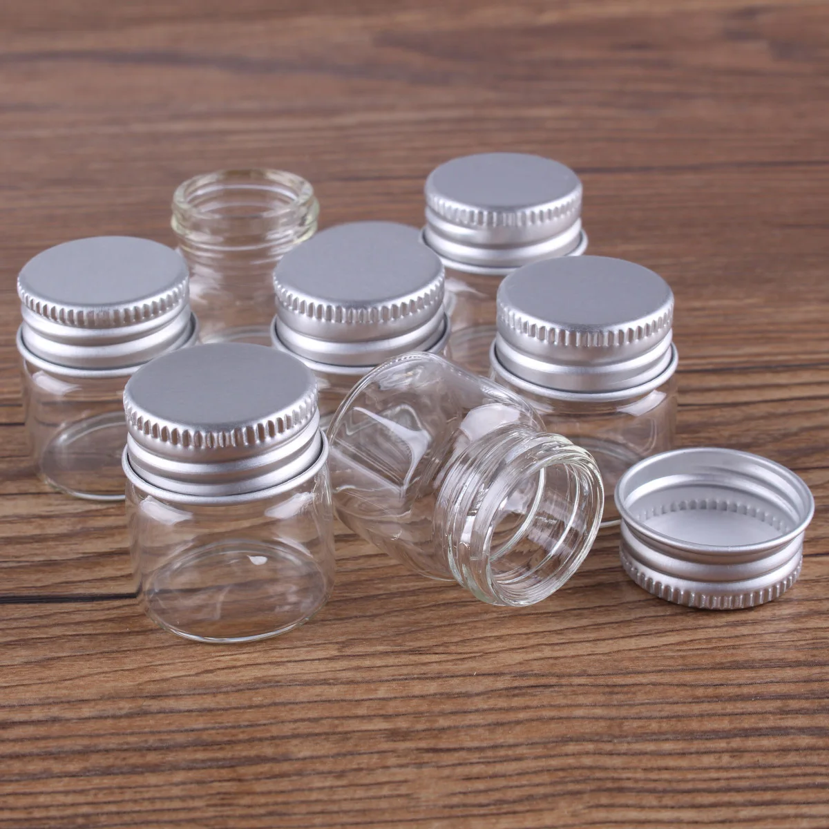 5pcs 7ml 27*30mm Clear Glass Bottles with Aluminum Caps Glass Jars Potion bottles Glass Vials for Wedding Favors