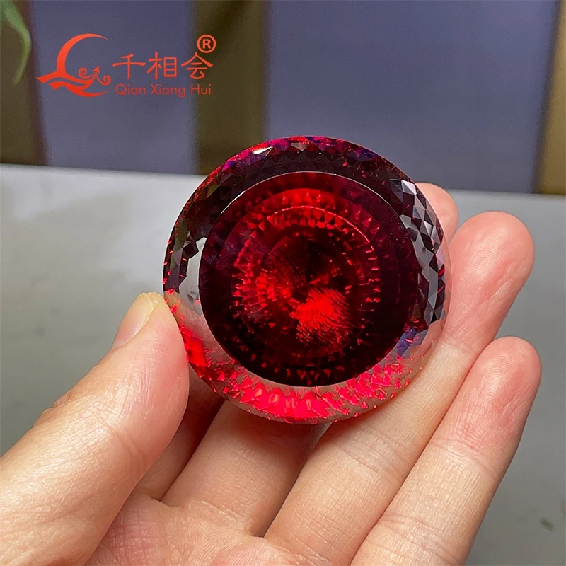 

1170ct 880 cutting faces garnet red color 50mm round shape cubic zirconia loose stone cz stone