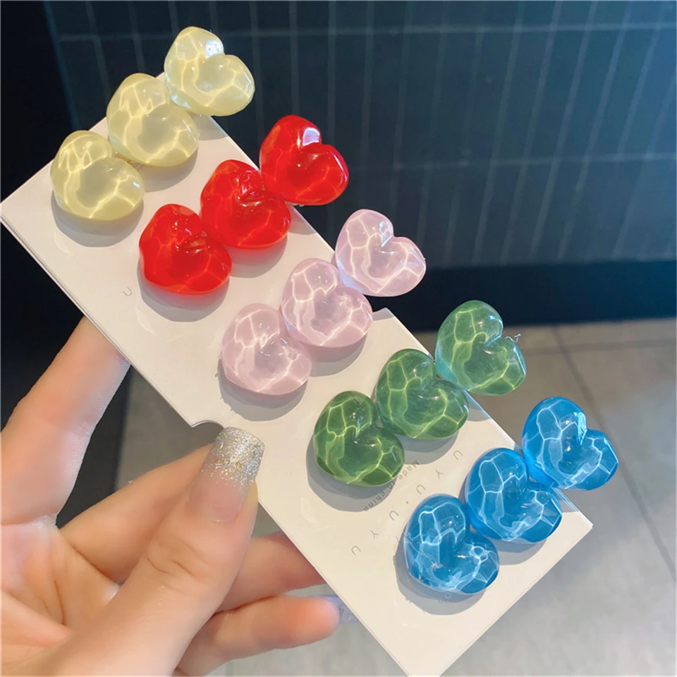 Summer Candy Color Heart Hair Clips Barrettes Sweet Transparent Jelly Hairpin Women Girls Cute Handmade Hairgrips Acccessories