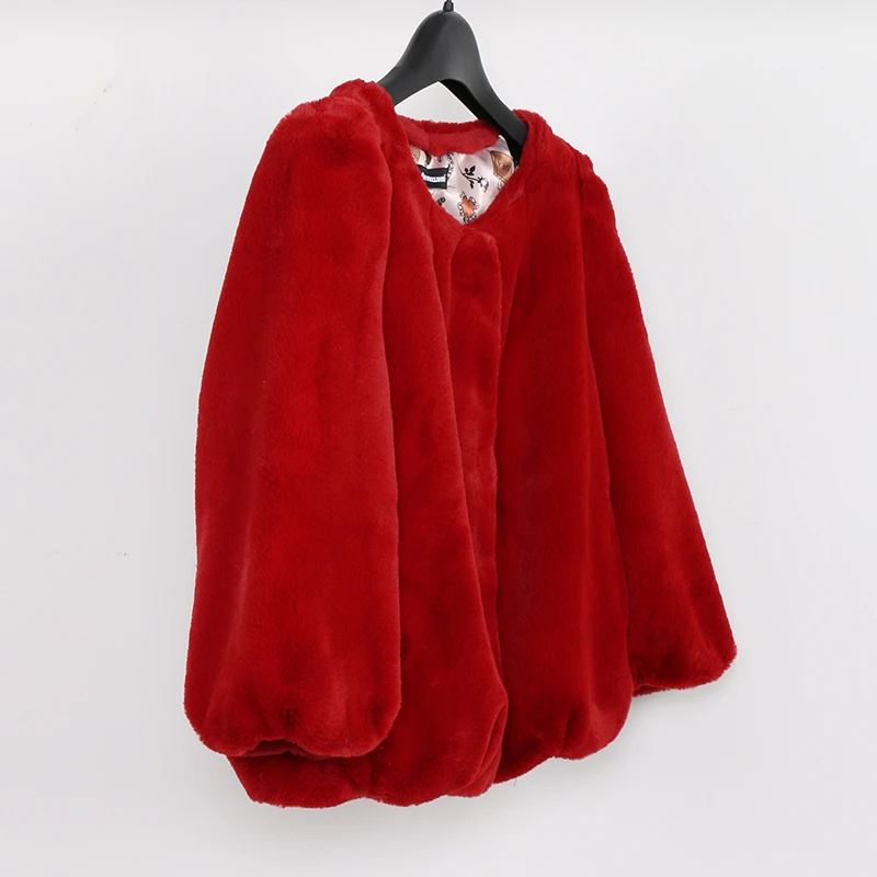 

Rabbit Faux Fur Coat Female Korean Style Women's Jackets Red Coat Plus Size Jacket Women 2020 Jaqueta Feminina KJ284