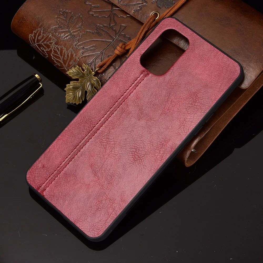 OnePlus 8T+ 5G Case One Plus 8T Suture Calfskin Soft Edge PU Leather Hard Phone Bag Cover For OnePlus 8T Plus 1+8 T Back Case