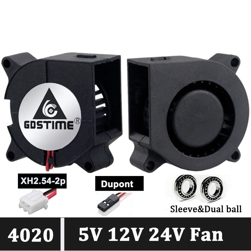 

Gdstime 3D printer fan 40mm 4020 Turbo blower 24V 12V 5V Double ball sleeve Cooling fans 2pin Dupont for cooler