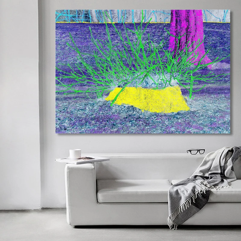 David Hockney - Small Stump Near A Bigger Tree Tropical HD Wall Art Canvas Painting Posters Prints Wall Picture For Living Room