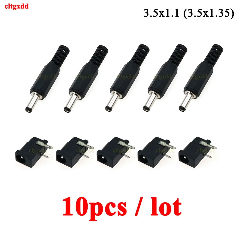 cltgxdd 10piece  DC002 3.5*1.1MM Male Power Plug Jack CONNECTOR MALE Welding line Mini DC Socket Female 3.5x1.35 MM