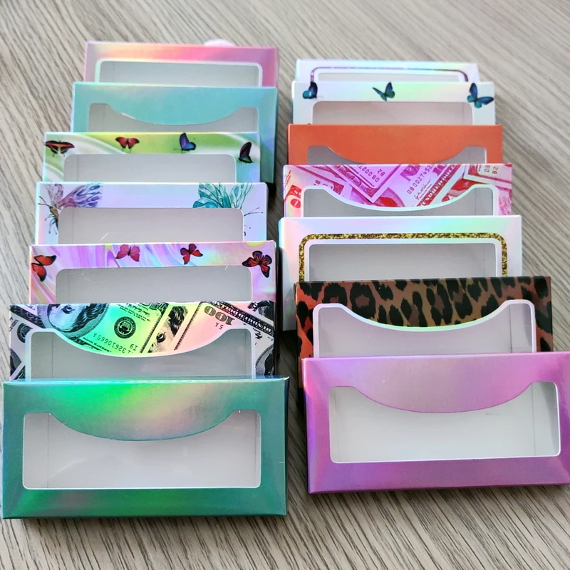 NEW 10/100 pcs Eyelash Packaging Box Wholesale Lashes Boxes Empty Eyelash Package Boxes Case 8-25mm Lashes Rectangle Box