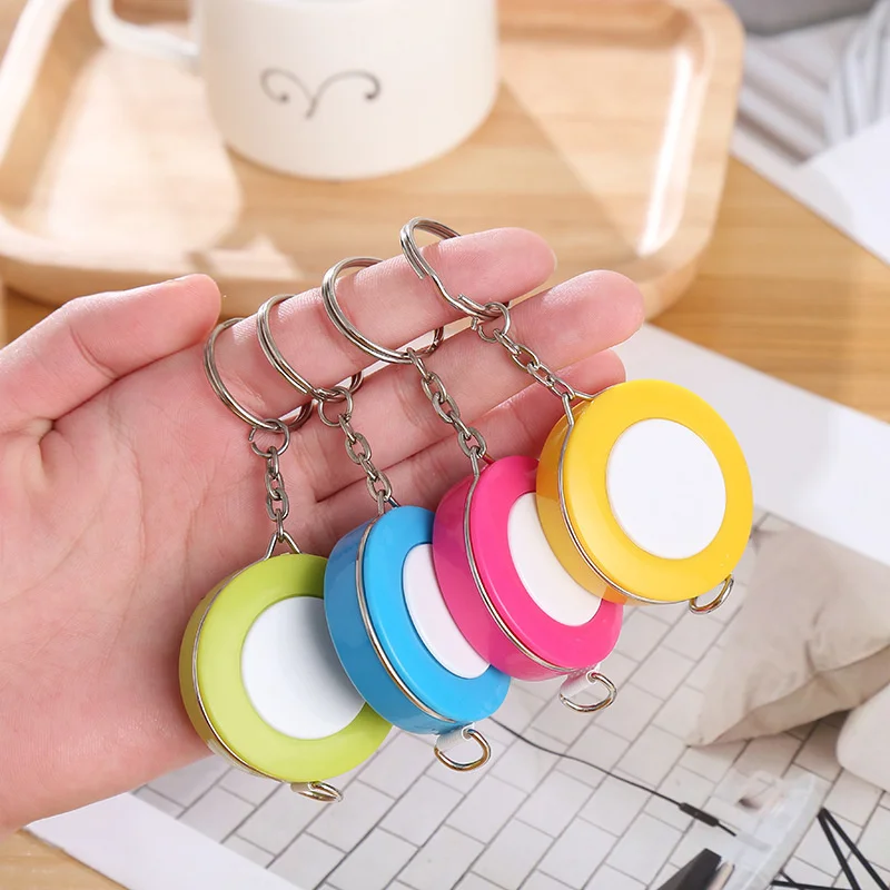 

Practical Creative Tape Measure Keychain Key Chain Ring Keyring Key Fob Holder 4 Colors Mix 24pcs/lot wholesale High Quality