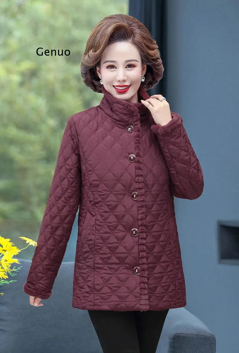 Middle Age Women Winter Tops Big Size Mother Clothes Plus Large  5XL Female Parka Thick Warm Coats Rabbit Fur Outerwear