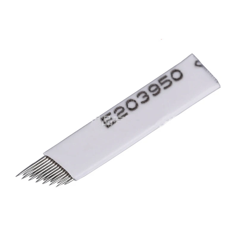 Microblading 50pcs High &Low Mix 14 Pins Permanent Makeup Eyebrow Tattoo Blade Needles For 3D Embroidery Manual Pen