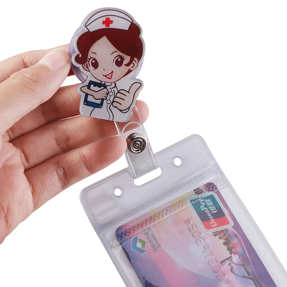 High Quality 1Pcs Doctors Nurse Office Retractable Pull Badge ID Lanyard Name Tag Card Badge Holder Key Ring Chain Clips