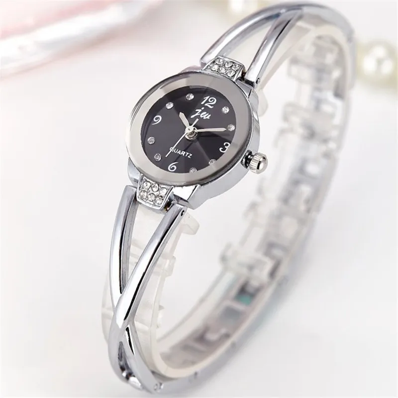 Pop Vogue Rhinestone Watches Women Plush Nice Stainless Steel Bracelet watches Ladies Quartz Dress Watches reloj mujer Clock