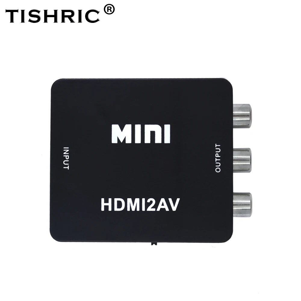 TISHRIC HDMI-compatible To AV RCA Male-Female Adapter HD 1080P Video Converter Box Support PC Laptop TV Box Projector