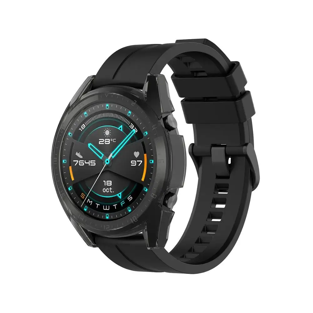 Silicone Shockproof Protective Case Cover For Huawei watch GT 42mm 46mm GT2 GT 2 Soft Transparent TPU Protector Shell Frame