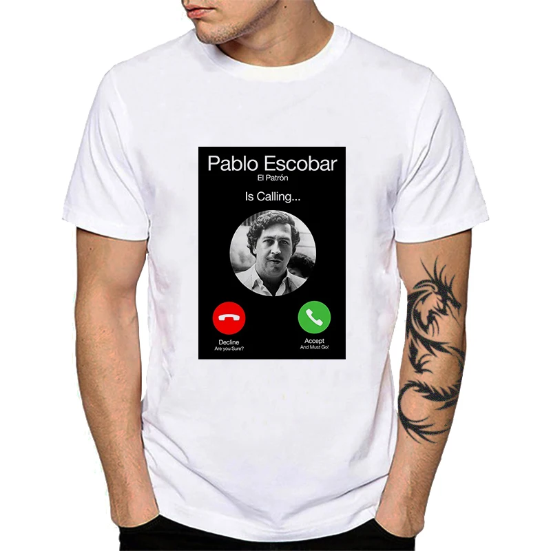 Pablo Escobar Calling Men's T Shirts Plata O Plomo El Patron Summer Camiseta Pop Art Narcos Colombia Print Tees Tops Shirt YH118