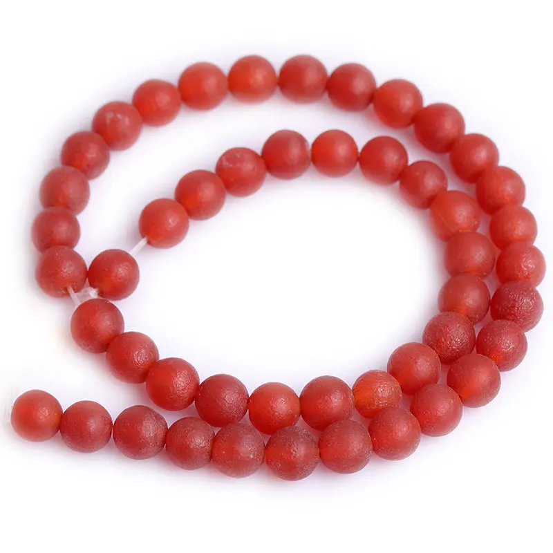 Natural Frosted Red Agates Round Loose Spacer Accessorries Beads For Jewelry Making Strand 15 inch DIY Jewelry Bead For Gifts