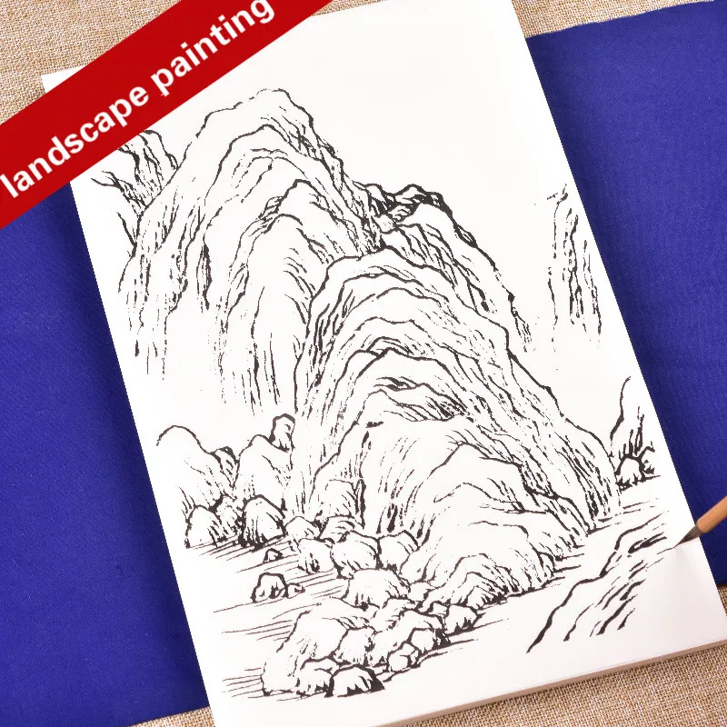 

126 Sheets Landscape Painting Album Tracing Drawing Manuscript Ripe Rice Paper Drawing for Beginners Watercolor Chinese Painting