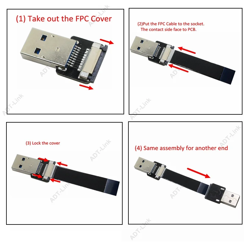 FPV Micro USB 3.1 Type-c 90 degree Adapter 5cm-100cm FPC Ribbon Flat USB Cable Pitch 20pin for Multicopter Aerial Photography