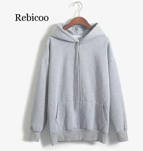 Plain Hooded Sweatshirt Cute Pink Kawaii Poleron Mujer 2020 Winter Solid Kangaroo Pocket Hoodie Navy Light Blue Hoodie Women