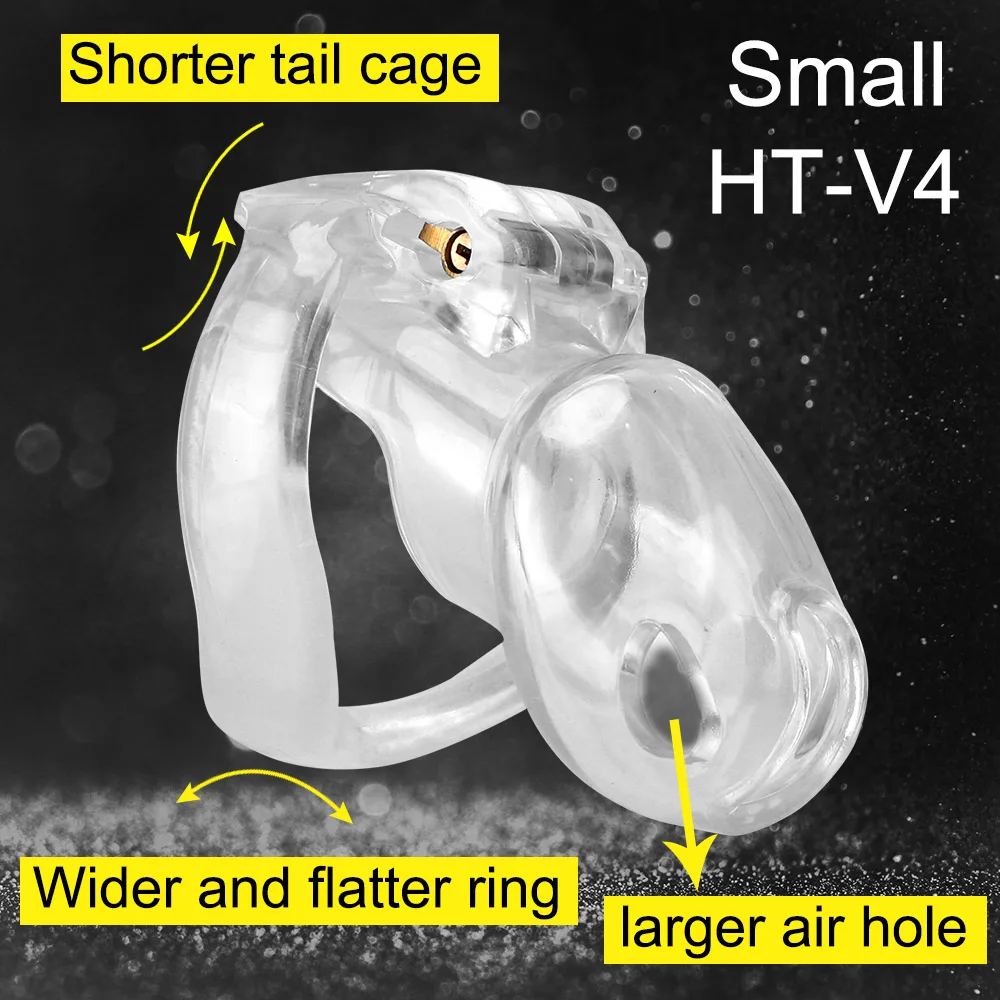 HT-V4 Plastic Chastity Cage With 36-50mm Penis Rings for Men Scrotum Lock Cock Stretcher Sex Toys Male 18 Harness Couple Games