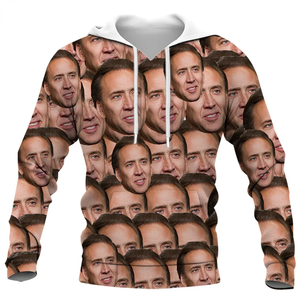 

CLOOCL Funny Actor Nicolas Cage Stare At You Hoodie 3D All Over Printed Autumn Men Women Long-sleeve Tracksuit Hooded Pullover