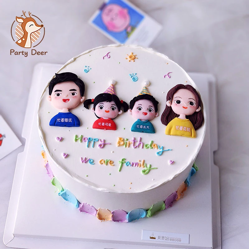Wedding Cupcake Topper A family of four Cake Topper For Anniversary Valentine\'s Day Wedding Party Cake Decorations