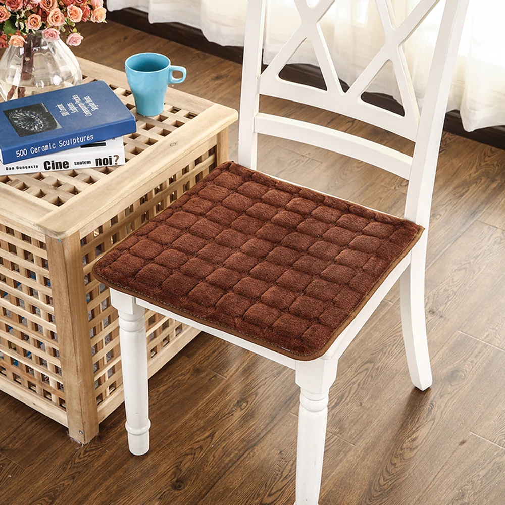 Winter Velvet Cushions For Dining Chairs Soft Warm Plush Restaurant Office Chair Pad Home Decoration