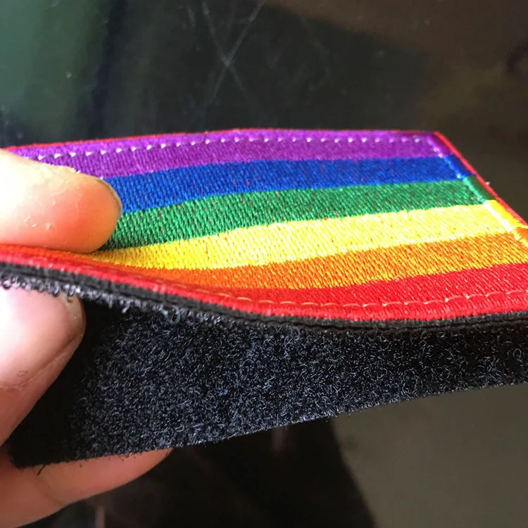 Pegatina de banderines de arco iris, parche bordado de Velcro LGBT, pegatina de tela