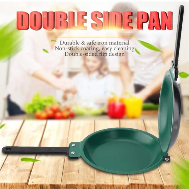 

Hot Frying Pan Double Side Frying Pan Non-Stick Flip Folding Frying Pan BBQ Stable and Durable Cooking Tool for Home Kitchen