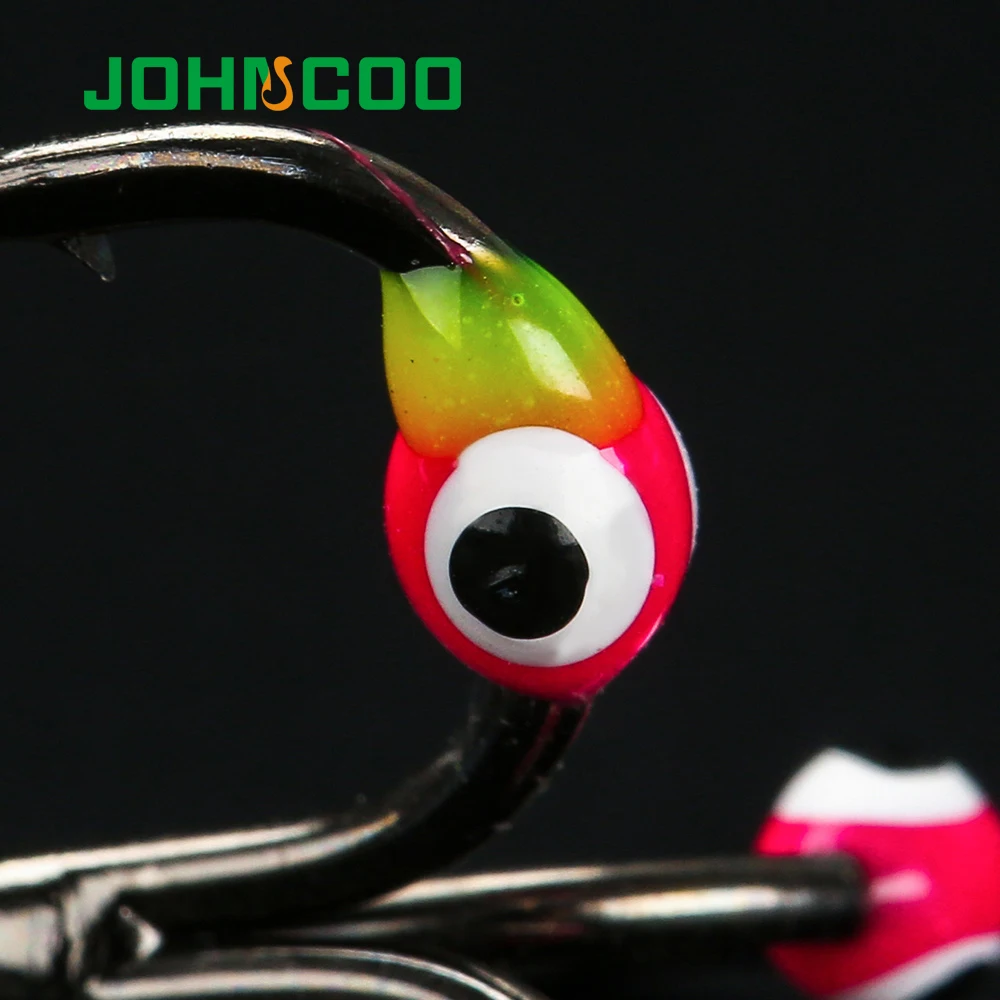 JOHNCOO 5pcs Winter Ice Fishing Hook Lure 6# 8# 10# Treble Hook High Carbon Steel Sharp Hook