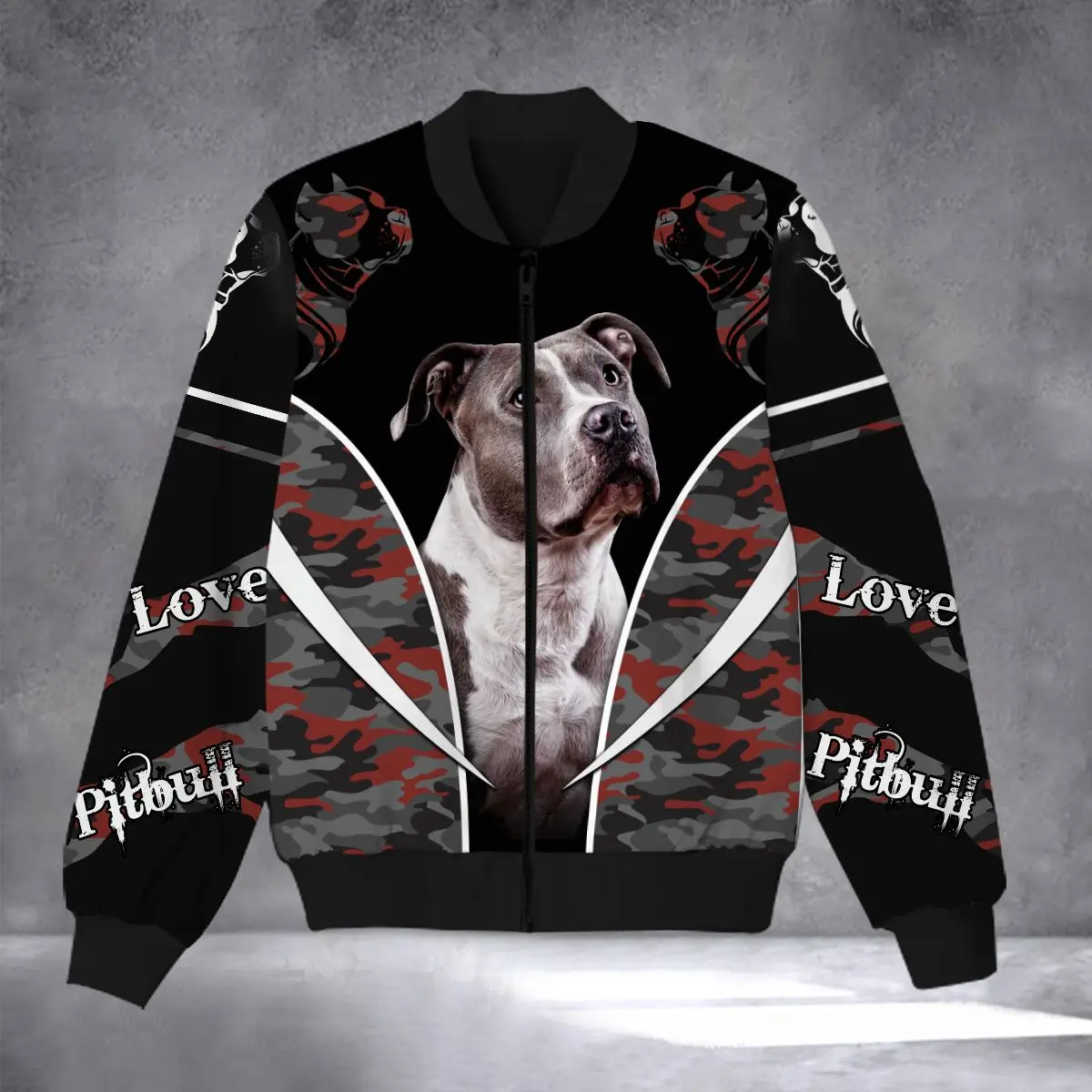 Men 3d Bomber Jackets Love Pitbull Dog pattern Printed winter zipper Jacket casual unisex Harajuku Streetwear coat FX-01