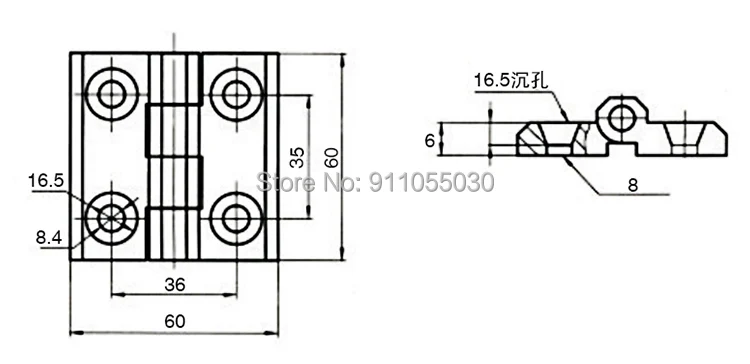 XJJ-CL226-1-1A Meubels Scharnieren Voor Deur 60Mm X 60Mm Zinklegering Kast Scharnier Industriële Scharnier Voor Kast 1 Pc