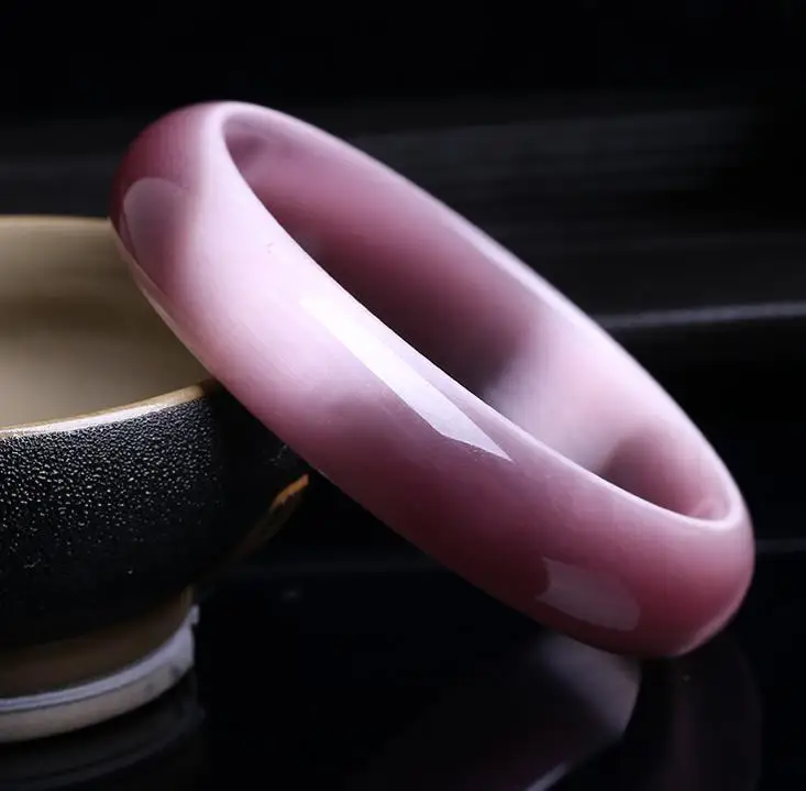 

Genuine Dark pink Natural Cat Eye Stone Bangles Women Lucky Gift Help Marriage Bracelet Jewelry JoursNeige