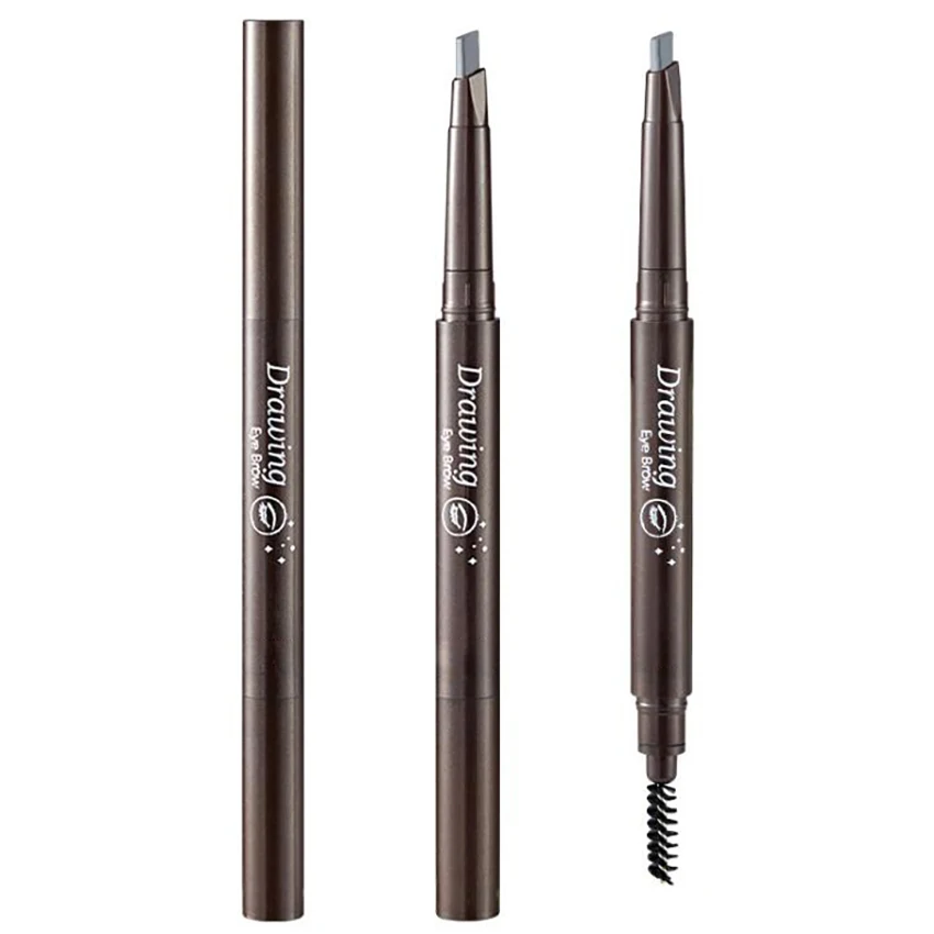 1Pc 2 in 1 spazzole a matita per sopracciglia a doppia testa impermeabile automatico rotante sopracciglio penna a pennello per sopracciglia resistente al sudore a lunga durata