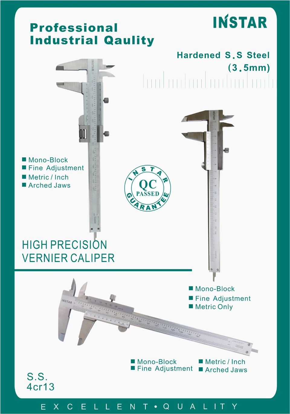 INSTAR Messschieber Edelstahl Mono-Bloack 150 mm/6 Zoll DIN-Standard 200 mm/8 Zoll mit Feineinstellung 150 x 0,05 mm – Detail 3