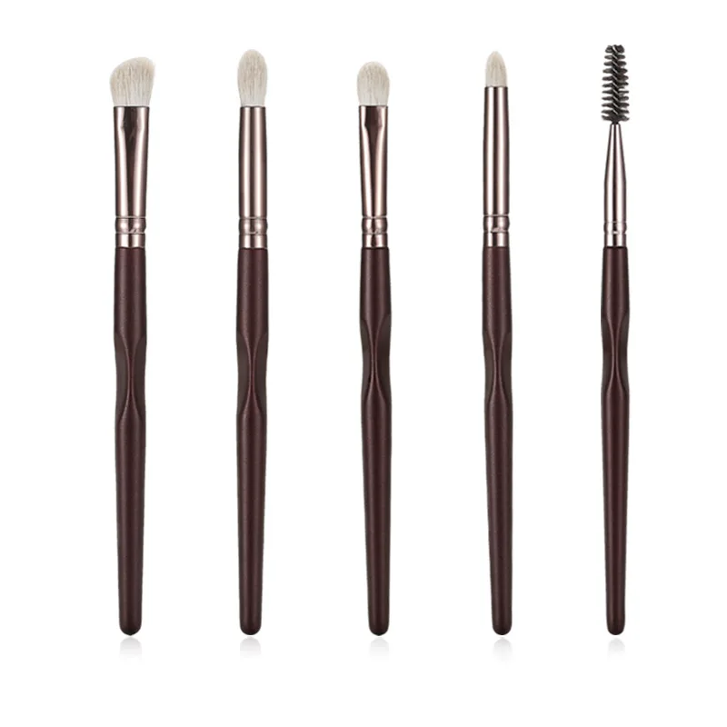 SAIANTTH 5pcs pony hair eye makeup brushes set soft Exquisite Non-slip wooden flame Smudge detail nose eyeshadow eyelash beauty