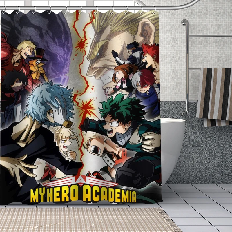 Custom BOKU no Hero Academy Shower Curtains DIY Bathroom Curtain Fabric Washable Polyester for Bathtub Art Decor Drop Shipping