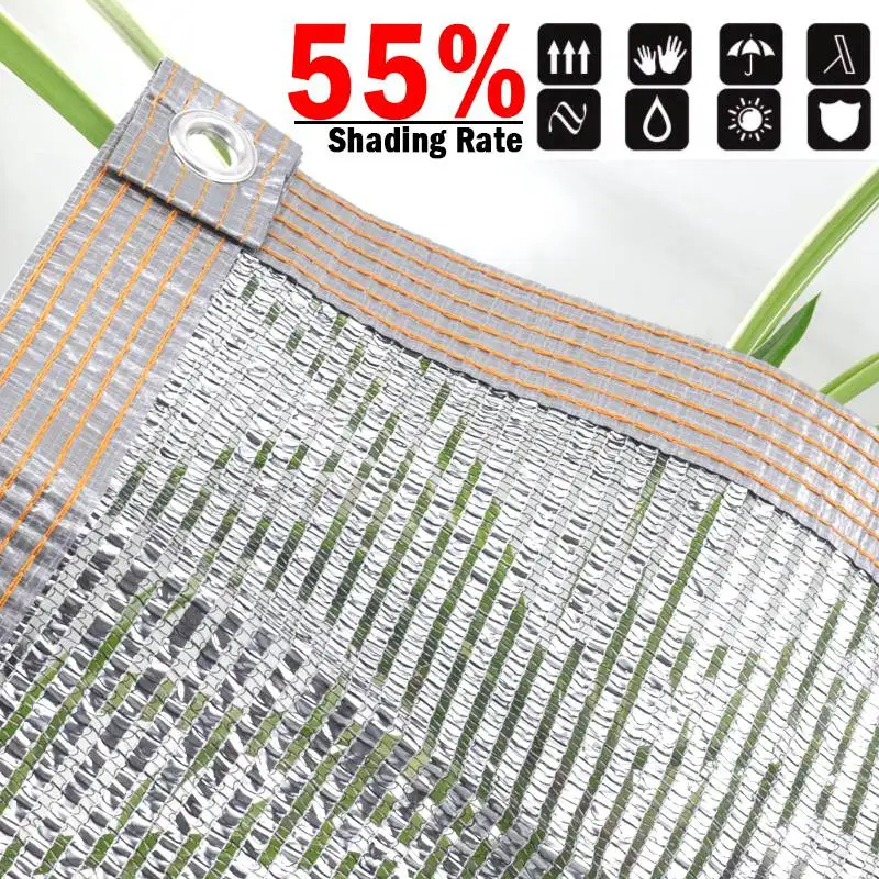 55% Sunshade Rate Silvery Aluminum Foil Sunshade Net Garden Patio Awning Balcony Succulent Plant Shelter Net Reflect Sun Light