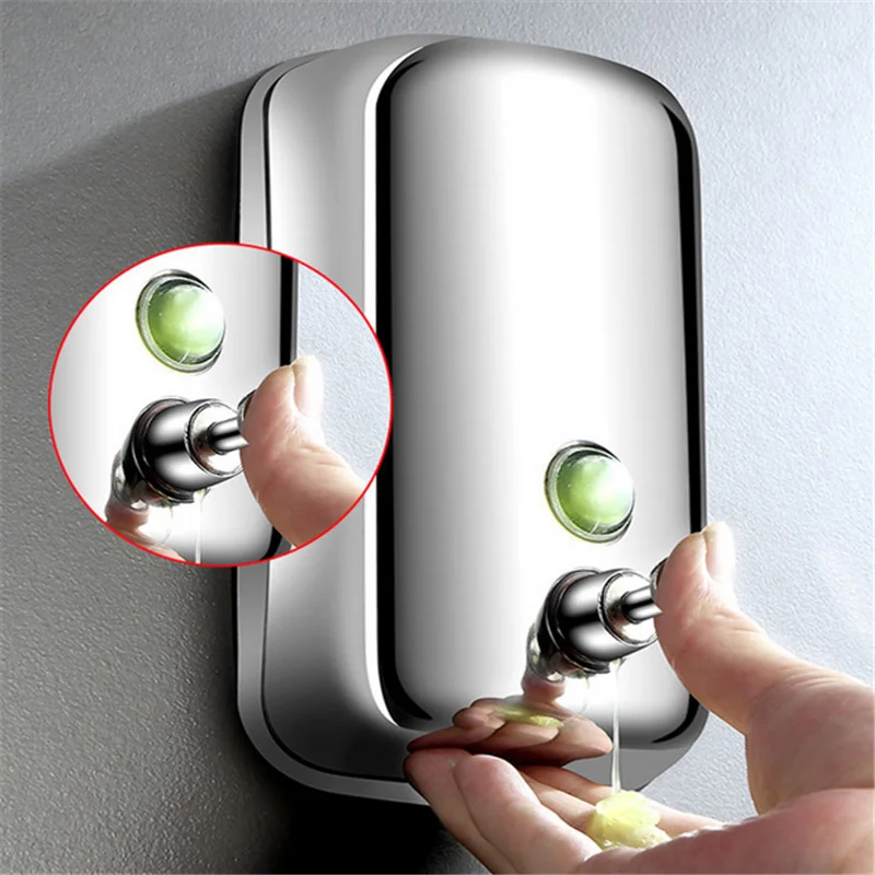 500ml Bathroom Wall-mounted Manual Soap Dispenser Stainless Steel Hand Sanitizer Shower Gel Bottle  Kitchen Dish Soap Container