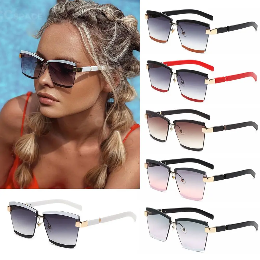 Fashion Oversized Square Sunglasses Without Frame For Women Candy Color Sunglasses Gradient Travel Eyewear UV400 Auto Accessory