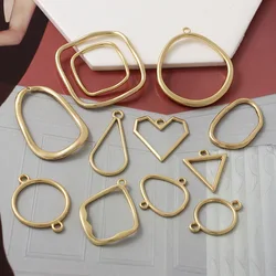 10pcs Matt Gold Color Pendant Charms Love Heart Waterdrop Round Pendants for Necklace Earrings Connectors for DIY Jewelry Making