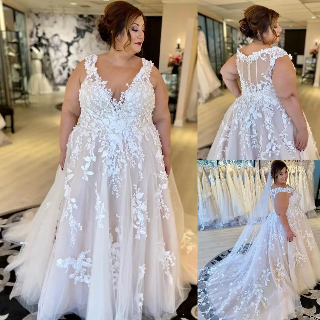 Robe de mariée bohème en dentelle ligne A avec longs voiles pour la mariée, 2023 fibre appliquée, grande taille, robe de patients de pays, sur mesure