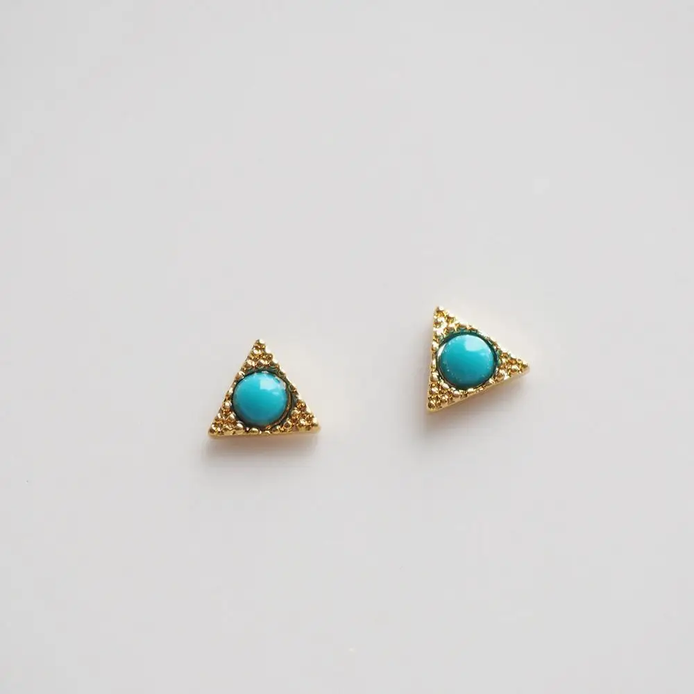 50pcs/lot Japanese Korean Manicure green turquoise 3D Alloy Nail Art Rivet Metal Nails art Rhinestone Decoration nail charms